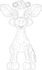 Cute Baby Giraffe Easter Coloring Page – Hand-Drawn Safari Animal Line Art Vector for Kids Crafts, Printables and Classroom Activities

