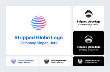 Stripped Globe Logo  Linear Sphere World Design