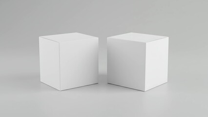 Naklejka premium Two Blank White Square Boxes Isolated on White Background