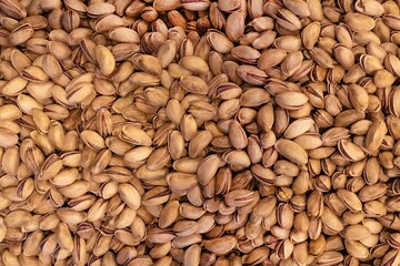 Close-up of Turkish pistachios in shell at Istanbul market. Natural background for advertising and design.