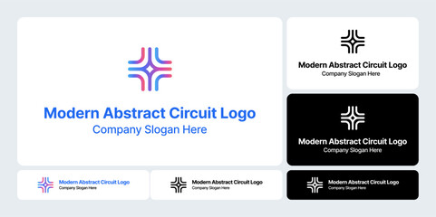 Modern Abstract Circuit Logo  Digital Technology Network Design