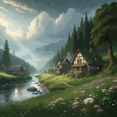 Naklejka premium lake in the mountains