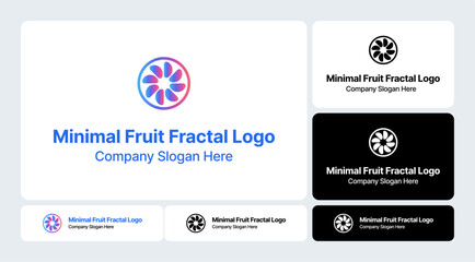 Minimal Fruit Fractal Logo  Simplified Organic Geometric Design