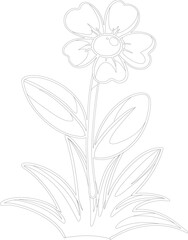 Single Spring Flower with Leaves – Botanical Outline Vector for Coloring Pages, Floral Logos, Stationery and Easter Designs

