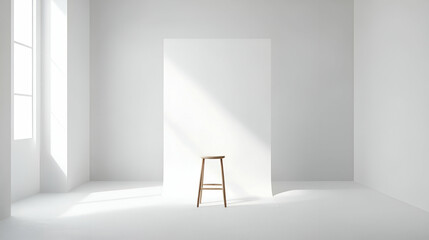 Wooden Chair in a Bright White Studio