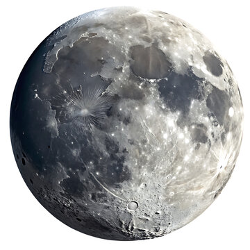 Elongated tidally stretched moon orbiting a planet isolated on a transparent background
