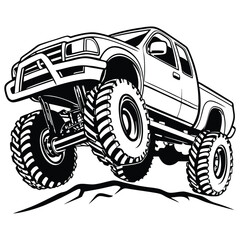 Monster Truck Silhouette Vector Off-Road Monster Truck Black Silhouette Icon Heavy-Duty Truck Graphic © Stockhaus