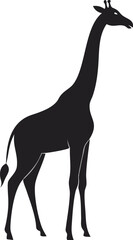 Obraz premium Giraffe Silhouette: Minimalist Wildlife Art, Monochrome Ink Design, Safari-Inspired Symbol, Nature Graphic, Elegant Artistic Concept for Prints, Decor & Tattoos