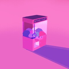 Game Over Pink Purple Crane Game Arcade