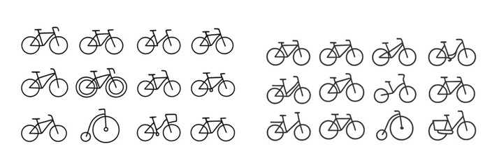 Fototapeta premium Various bicycle designs showcasing different styles and forms arranged in a neat grid