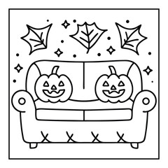 Two pumpkins on the sofa vector