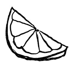 Doodle elements of fruit and vegetable, specifically a Lemon