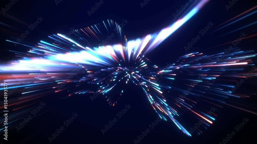 Wall mural abstract colorful wavy background in bright blue and orange colors on black backdrop. modern colorfu