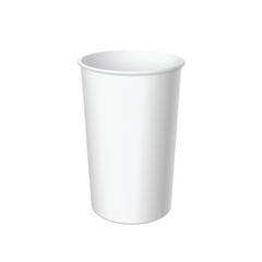 Realistic White Disposable Paper bucket for fast food. Pack for chicken, fries, popcorn..Mock up for brand template. vector illustration.