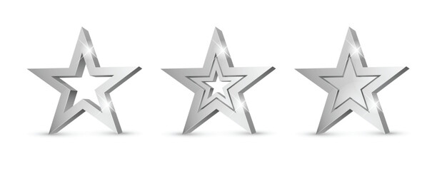Fototapeta premium Winner award. silver star 3d symbol. Poster template for event party. Vector illustration