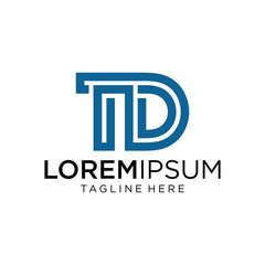 letter at monogram td style line art modern logo	