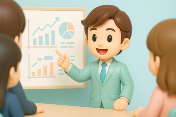 プレゼン中のビジネスマンフィギュア