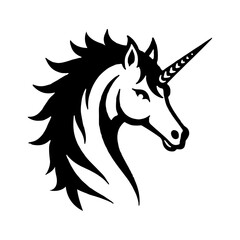Unicorn head black logo silhouette vector