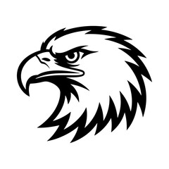 Obraz premium Fierce eagle head silhouette vector with sharp eyes and detailed feathers, majestic bird of prey design, wildlife emblem, strong and bold nature illustration, bird vector art for logo or tattoo