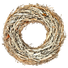 Natural Dried Twig Wreath isolated on transparent background