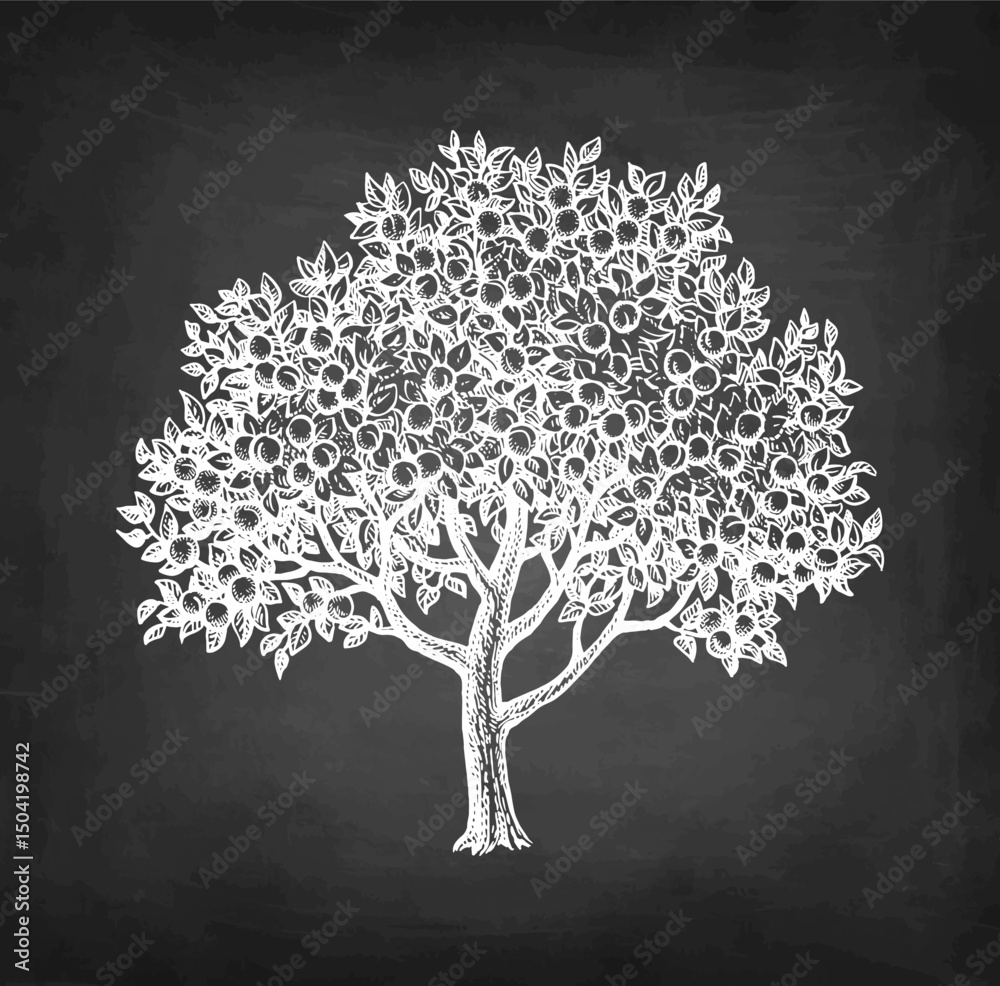 Canvas Prints apricot tree chalk sketch.