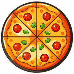 Pizza Illustration – Whole Pepperoni Pizza Vector