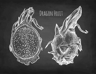 Dragon fruit and half chalk sketch.