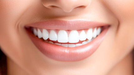 Obraz premium Close-up portrait of a beautiful young Asian Indian woman smiling with perfect teeth for dental or beauty ad