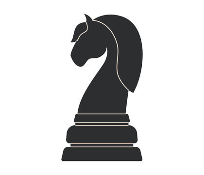 recommend clip art: Black knight Chess piece. Game for logic and intellect. Flat vector illustration isolated on white background