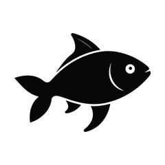 Simple black fish silhouette vector illustration for marine life projects