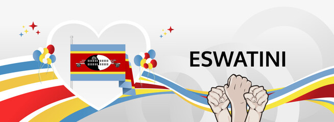 Eswatini Independence Day modern greeting banner. 6 September Happy National Somhlolo Day. Festive horizontal templates in flag colors, great for carnival poster, tourism campaign, holiday flash sale