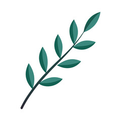 Minimalist green leaf branch vector illustration isolated on a clean white background