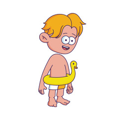 Cartoon-style character illustration with a bored or tired expression.