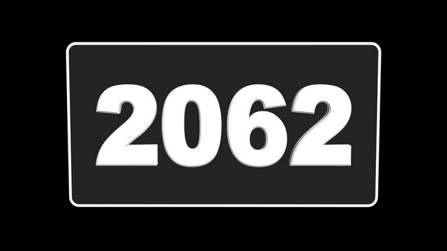 Abstract 3D number 2062 neon line text animation, Glowing number text background 4k video. Number counter animation Counting timer number animation. happy new year 2062 decoration overlay Animation 