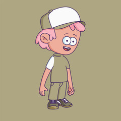 Cartoon-style character illustration with a bored or tired expression.