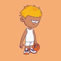 Cartoon-style character illustration with a bored or tired expression.