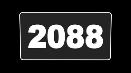 Futuristic Cinematic 3d Animated Text - 2088. Happy New Year concept. High Quality 4K footage 2088 countdown animation, Glowing counting time  animated. 3D number 2088