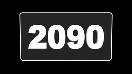 Futuristic Cinematic 3d Animated Text - 2090. Happy New Year concept. High Quality 4K footage 2090 countdown animation, Glowing counting time  animated. 3D number 2090