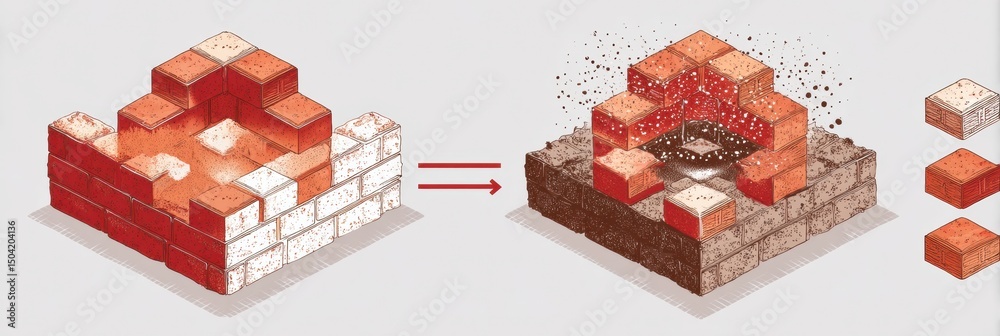 Aufkleber Detailed Brick Laying Tutorial With Graphics Demonstrating Construction Techniques and Tools in an Instructional Layout
