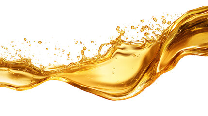 Golden Liquid Splashing Dynamically Against Transparent Background