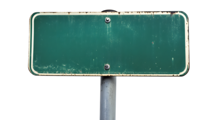 Weathered Green Road Sign with Blank Space for Text