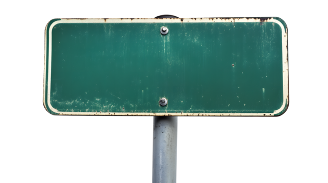 Weathered Green Road Sign with Blank Space for Text