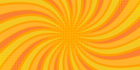 Fototapeta premium Yellow comic book background. Modern creative pop art orange halftone style background