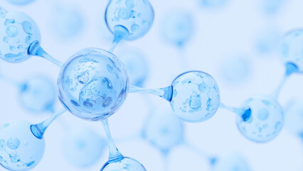 Abstract Molecule and Atom Structure Model - Science, Medical Background, Skincare Technology, and Cosmetic Innovation. 3d rendering.