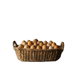 Brown Eggs in Wicker Basket isolated on transparent background
