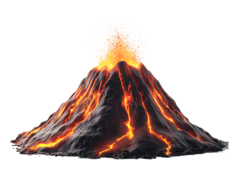 Erupting Volcano, showcasing fiery lava flows.