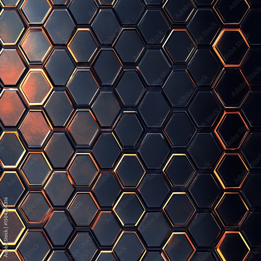 Poster seamless hexagonal grid background in modern digital style