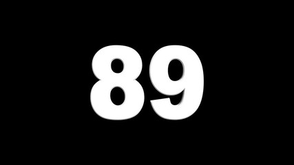 3D glowing 89 number animated. Three-dimensional 89 numbers rotatetion. number counting  89 number countdown icon background. countdown timer concept