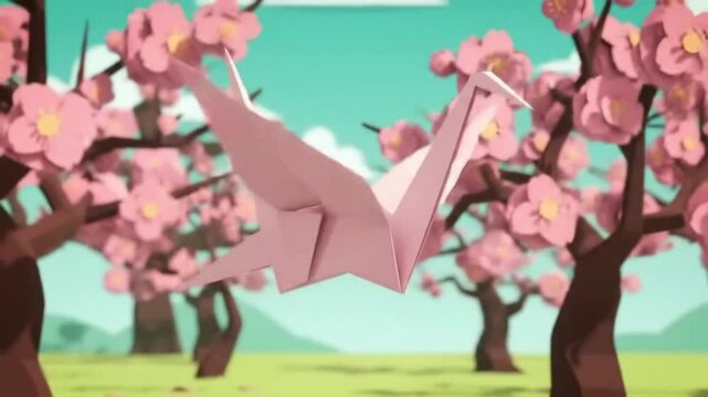 flying origami bird animation