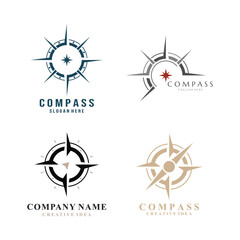 compass logo and symbol with vector concept illustration template
